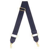 Front product shot of the Oroton Heather Webbing Strap in Navy Blue and Polyester Webbing And Saffiano Leather Trim for Women