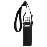 Detail product shot of the Oroton Grayson Water Bottle Holder in Black and Rubberised Nylon for Men