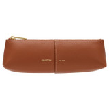 Front product shot of the Oroton Imogen Pencil Case in Brandy and Smooth Leather for Women