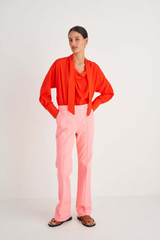 Oroton Drill Wide Leg Pant in Sherbet and Cotton Drill for Women