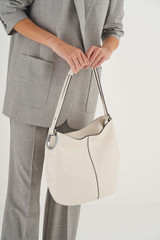 Oroton Kali Small Hobo in Cream and Pebble leather for Women