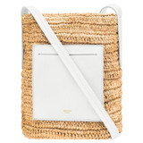 Front product shot of the Oroton Jensen Bucket in Nat/Paper White and Smooth Leather and Crocheted Straw for Women