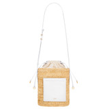 Oroton Jensen Bucket in Nat/Paper White and Smooth Leather and Crocheted Straw for Women