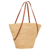 Back product shot of the Oroton Jensen Tote in Natural/Brandy and Smooth Leather and Crocheted Straw for Women
