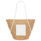 Front product shot of the Oroton Jensen Tote in Nat/Paper White and Smooth Leather and Crocheted Straw for Women