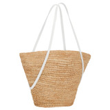 Back product shot of the Oroton Jensen Tote in Nat/Paper White and Smooth Leather and Crocheted Straw for Women