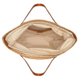 Internal product shot of the Oroton Jensen XL Tote in Natural/Brandy and Smooth Leather and Crocheted Straw for Women