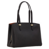Back product shot of the Oroton Anika 13" Day Bag in Black and Pebble leather for Women