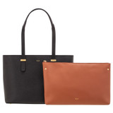 Front product shot of the Oroton Anika 13" Tote & Cover in Black and Pebble leather for Women