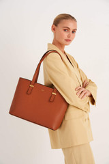Oroton Anika 13" Tote & Cover in Cognac and Pebble leather for Women