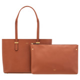 Front product shot of the Oroton Anika 13" Tote & Cover in Cognac and Pebble leather for Women