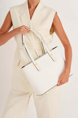 Oroton Anika 13" Tote & Cover in Cream and Pebble leather for Women