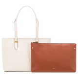 Front product shot of the Oroton Anika 13" Tote & Cover in Cream and Pebble leather for Women