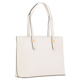 Back product shot of the Oroton Anika 13" Tote & Cover in Cream and Pebble leather for Women