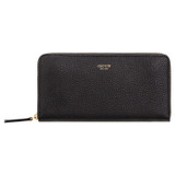 Front product shot of the Oroton Anika Medium Zip Wallet in Black and Pebble leather for Women