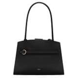 Front product shot of the Oroton Audrey Small Three Pocket Day Bag in Black and Saffiano and Smooth Leather for Women