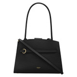 Front product shot of the Oroton Audrey Small Three Pocket Day Bag in Black and Saffiano and Smooth Leather for Women