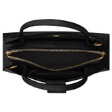 Internal product shot of the Oroton Audrey Small Three Pocket Day Bag in Black and Saffiano and Smooth Leather for Women