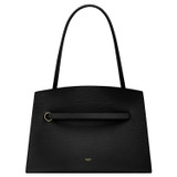 Front product shot of the Oroton Audrey Three Pocket Day Bag in Black and Saffiano and Smooth Leather for Women