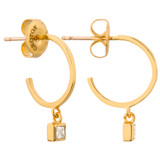 Oroton Everly Charm Hoops in Gold/Clear and 925 Sterling Silver Base With 18CT Gold Plating for Women