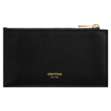 Front product shot of the Oroton Imogen 8 Credit Card Mini Zip Pouch in Black and Smooth Leather for Women
