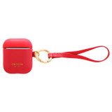 Front product shot of the Oroton Imogen Airpod Wristlet in True Red and Smooth Leather for Women