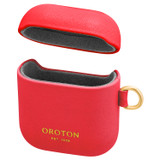 Front product shot of the Oroton Imogen Airpod Wristlet in True Red and Smooth Leather for Women