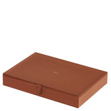 Internal product shot of the Oroton Indi Large Jewellery Box in Brandy and Pebble Leather for Women