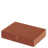 Internal product shot of the Oroton Indi Medium Jewellery Box in Brandy and Pebble Leather for Women