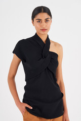 Oroton Asymmetric Tunic in Black and 77% Viscose 23% Polyester for Women