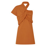 Front product shot of the Oroton Asymmetric Tunic in Toffee and 77% Viscose 23% Polyester for Women