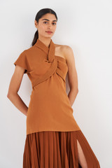 Oroton Asymmetric Tunic in Toffee and 77% Viscose 23% Polyester for Women