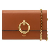 Front product shot of the Oroton Alexa Wallet Clutch in Cognac and Brass for Women