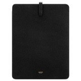 Front product shot of the Oroton Anika 13" Laptop Sleeve in Black and Pebble leather for Women