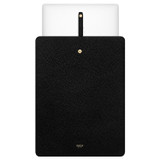 Internal product shot of the Oroton Anika 13" Laptop Sleeve in Black and Pebble leather for Women