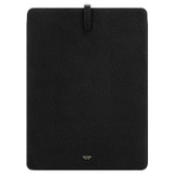 Front product shot of the Oroton Anika 15" Laptop Sleeve in Black and Pebble leather for Women