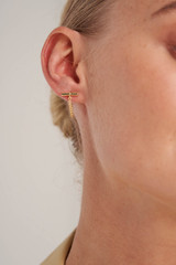 Profile view of model wearing the Oroton Kallie Chain Studs in Gold and Brass Base With 18CT Gold Plating for Women