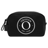 Front product shot of the Oroton Kane Toiletry Case in Black and Recycled Canvas for Women