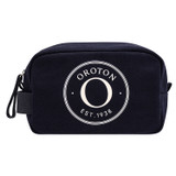 Front product shot of the Oroton Kane Toiletry Case in Navy and Recycled Canvas for Women