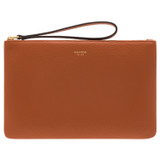 Front product shot of the Oroton Eve Medium Pouch in Cognac and Pebble leather for Women