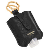 Oroton Eve Hand Sanitiser Keyring in Black and Pebble leather for Women