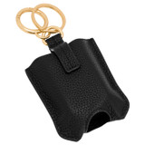 Back product shot of the Oroton Eve Hand Sanitiser Keyring in Black and Pebble leather for Women