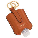 Front product shot of the Oroton Eve Hand Sanitiser Keyring in Cognac and Pebble leather for Women