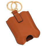 Back product shot of the Oroton Eve Hand Sanitiser Keyring in Cognac and Pebble leather for Women