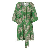 Front product shot of the Oroton Full Sleeve Posie Print Dress in Garden and 100% Linen for Women
