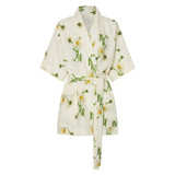 Front product shot of the Oroton Field Daisy Print Robe in String and 100% Linen for Women