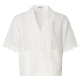 Oroton Cropped Scallop Camp Shirt in White and 100% Linen for Women