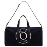 Front product shot of the Oroton Kane Weekender in Navy and Recycled Canvas for Women