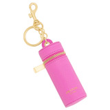Front product shot of the Oroton Jemima Lipstick Key Ring in Fuchsia and Pebble Cow Leather for Women