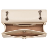 Internal product shot of the Oroton Bella Small Clutch in Milk/Matte Silver and Soft Saffiano for Women